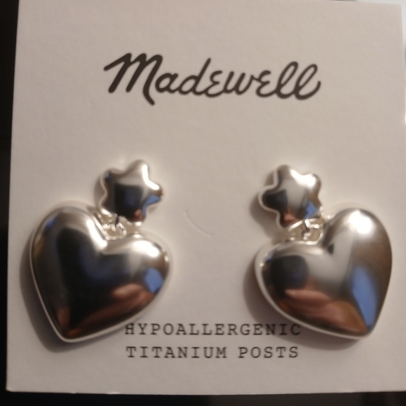 ❤️💥NEW💥❤️Madewell❤️ Puffy Heart Statement Earrings - Picture 2 of 6